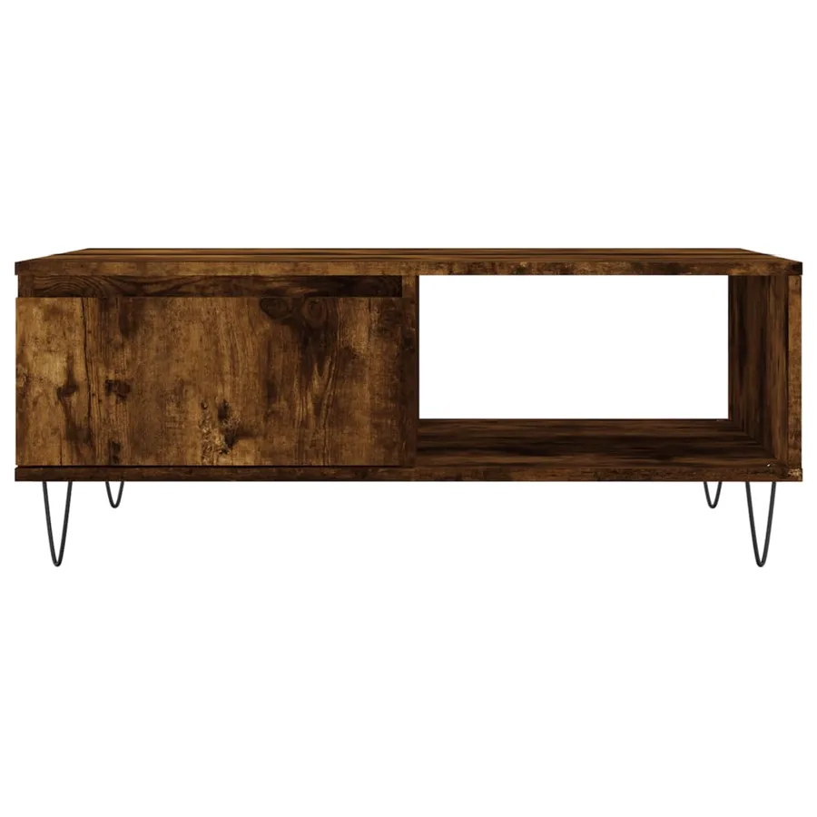 Table basse chêne fumé 90x60x35 cm bois d'ingénierie - 5