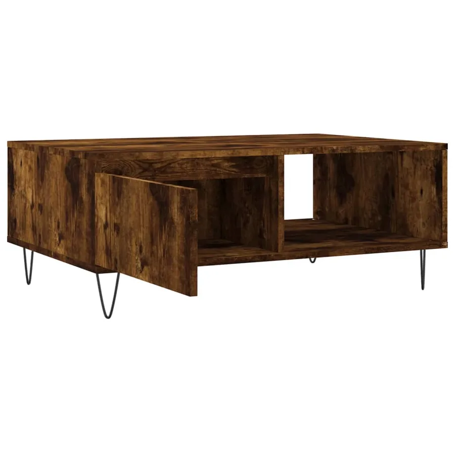 Table basse chêne fumé 90x60x35 cm bois d'ingénierie - 6