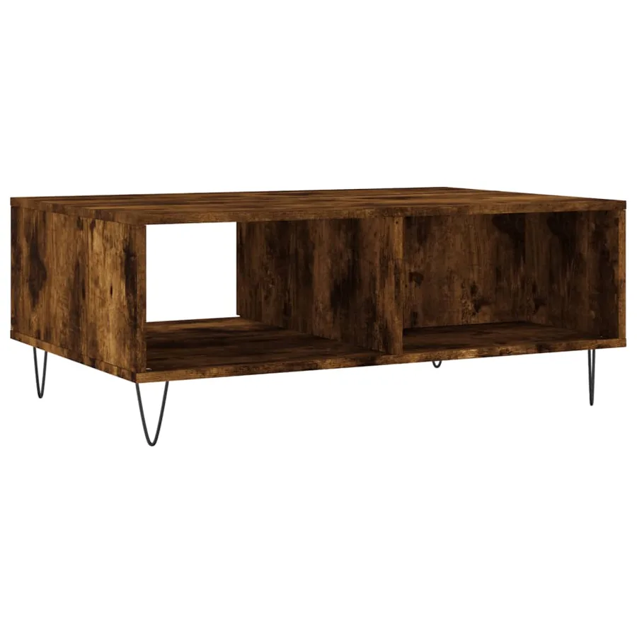 Table basse chêne fumé 90x60x35 cm bois d'ingénierie - 8