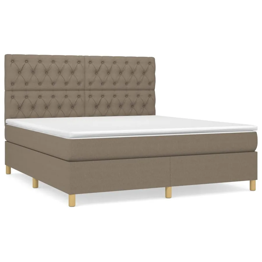Sommier à lattes de lit avec matelas Taupe 160x200 cm Tissu - 2