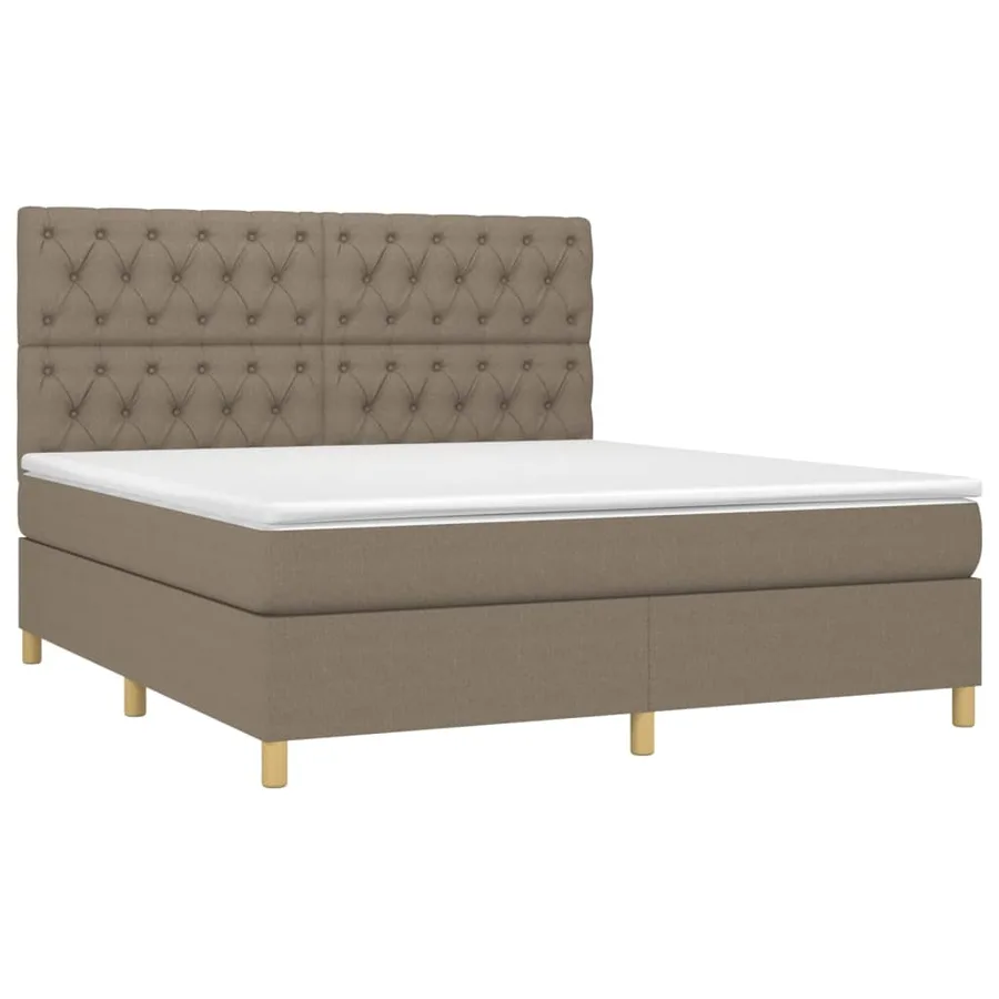 Sommier à lattes de lit avec matelas Taupe 160x200 cm Tissu - 3