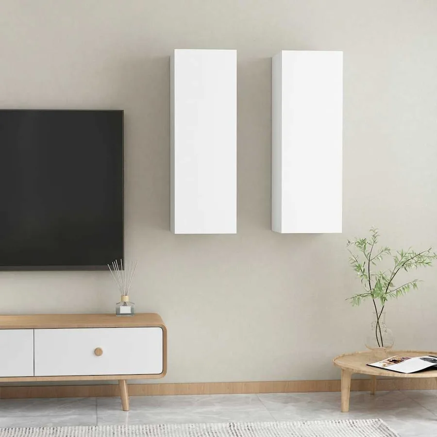 Meubles TV 2 pcs Blanc 30,5x30x90 cm Bois d’ingénierie - 11
