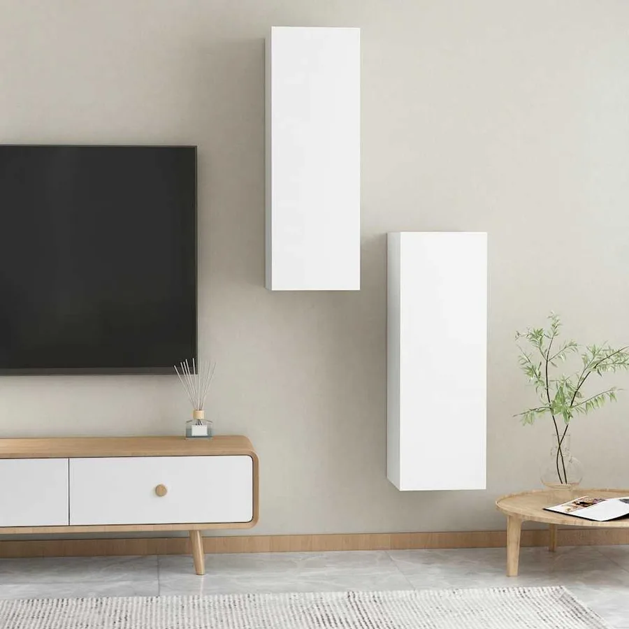 Meubles TV 2 pcs Blanc 30,5x30x90 cm Bois d’ingénierie - 12