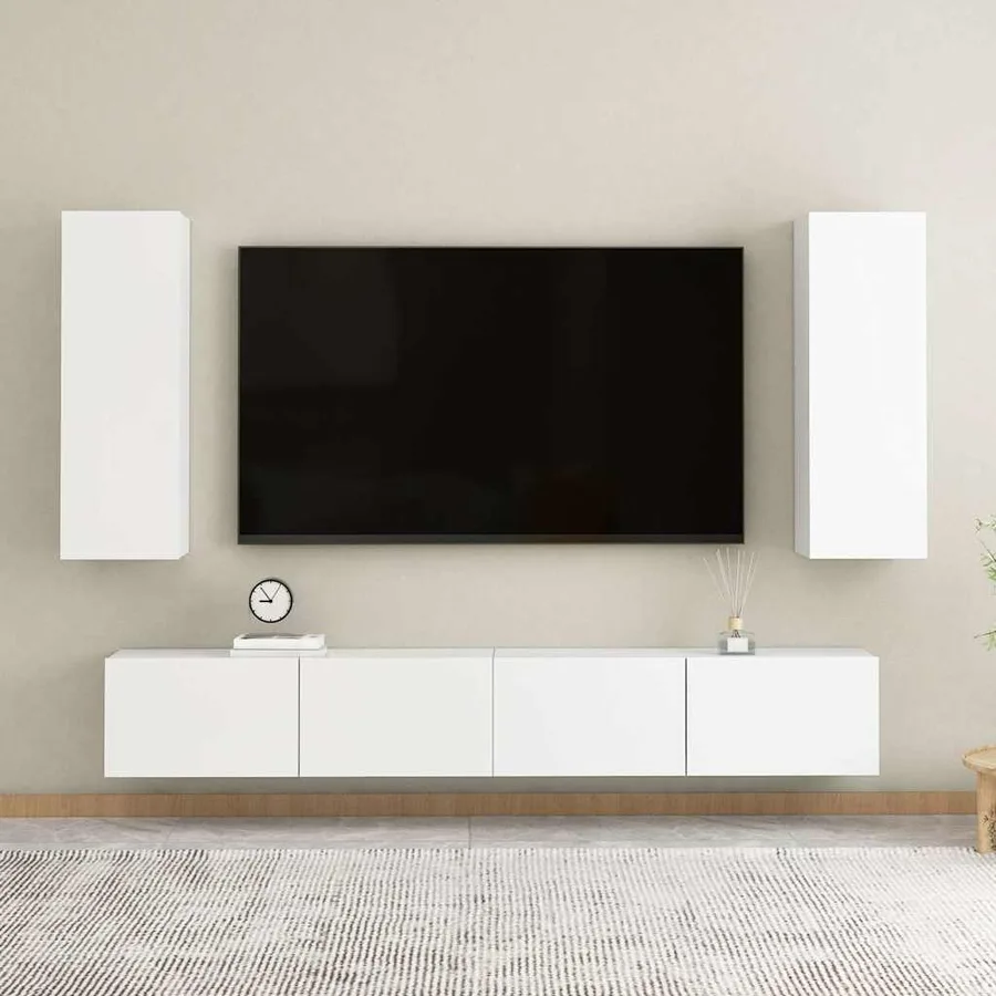 Meubles TV 2 pcs Blanc 30,5x30x90 cm Bois d’ingénierie - 14