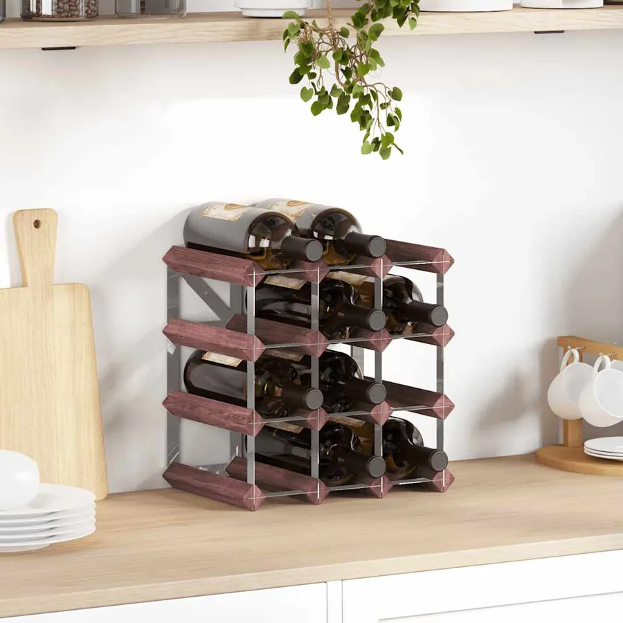 Casier à bouteilles pour 12 bouteilles Marron Bois pin solide