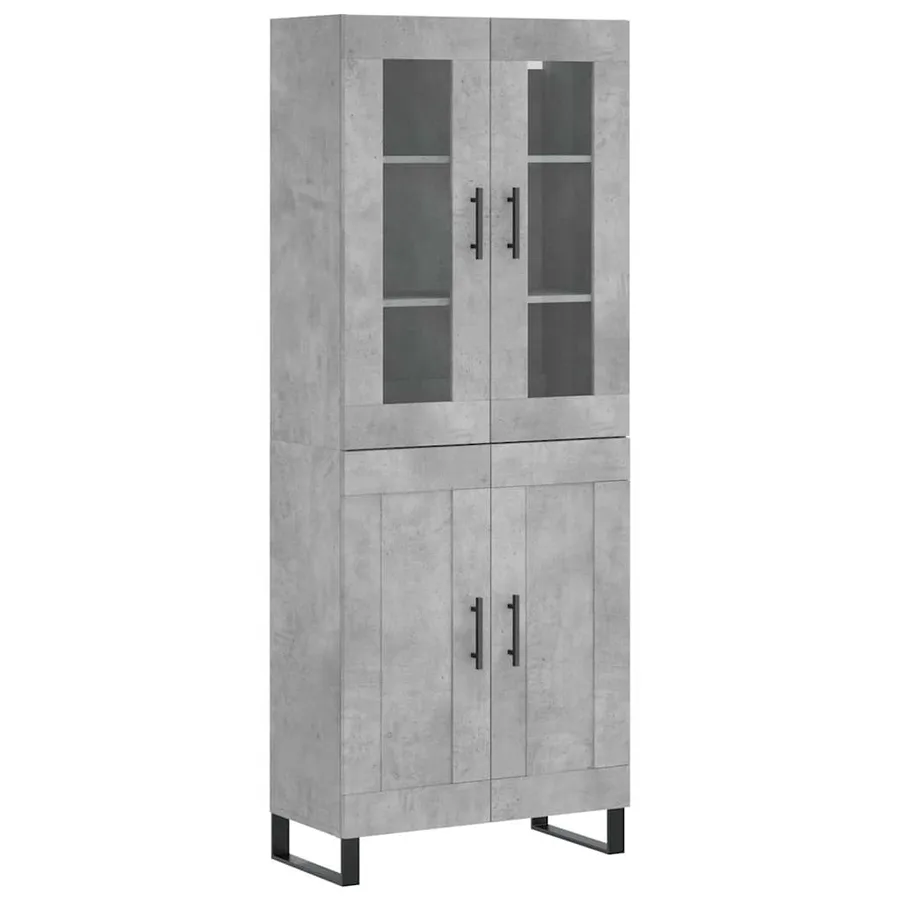 Buffet haut Gris béton 69,5x34x180 cm Bois d'ingénierie - 2