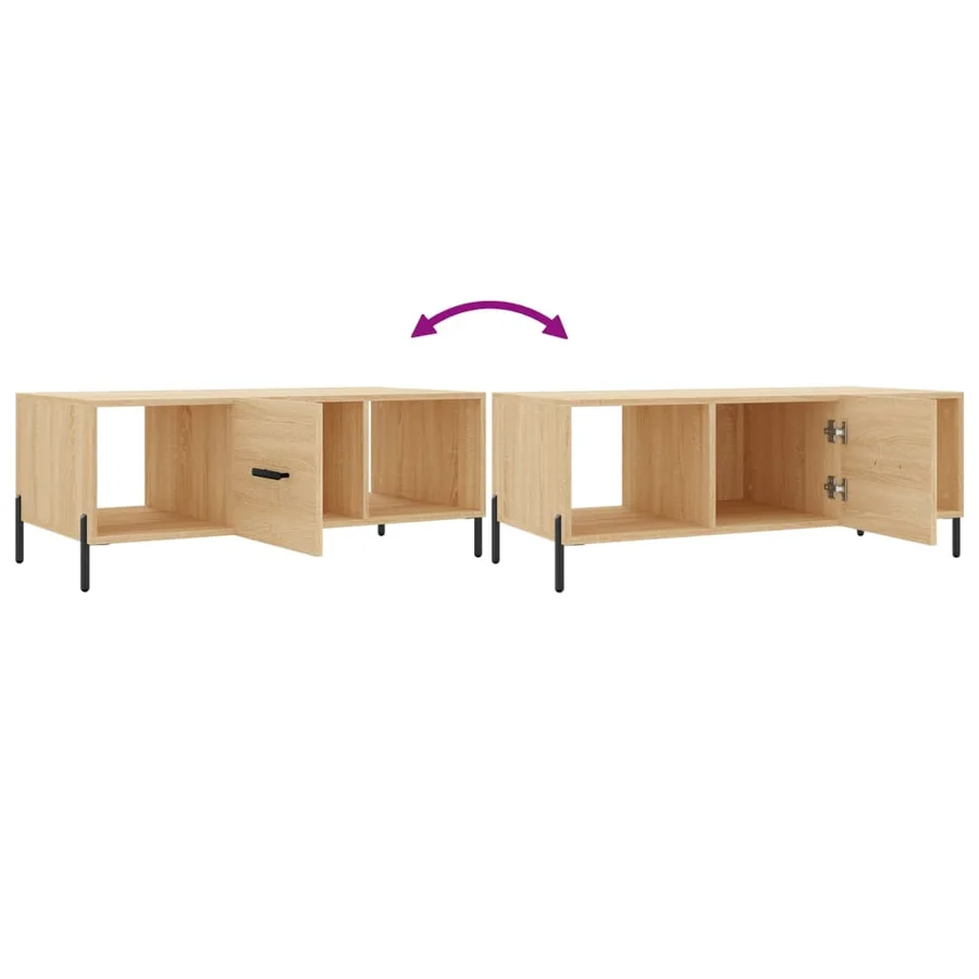 Table basse chêne sonoma 102x50x40 cm bois d'ingénierie - 9