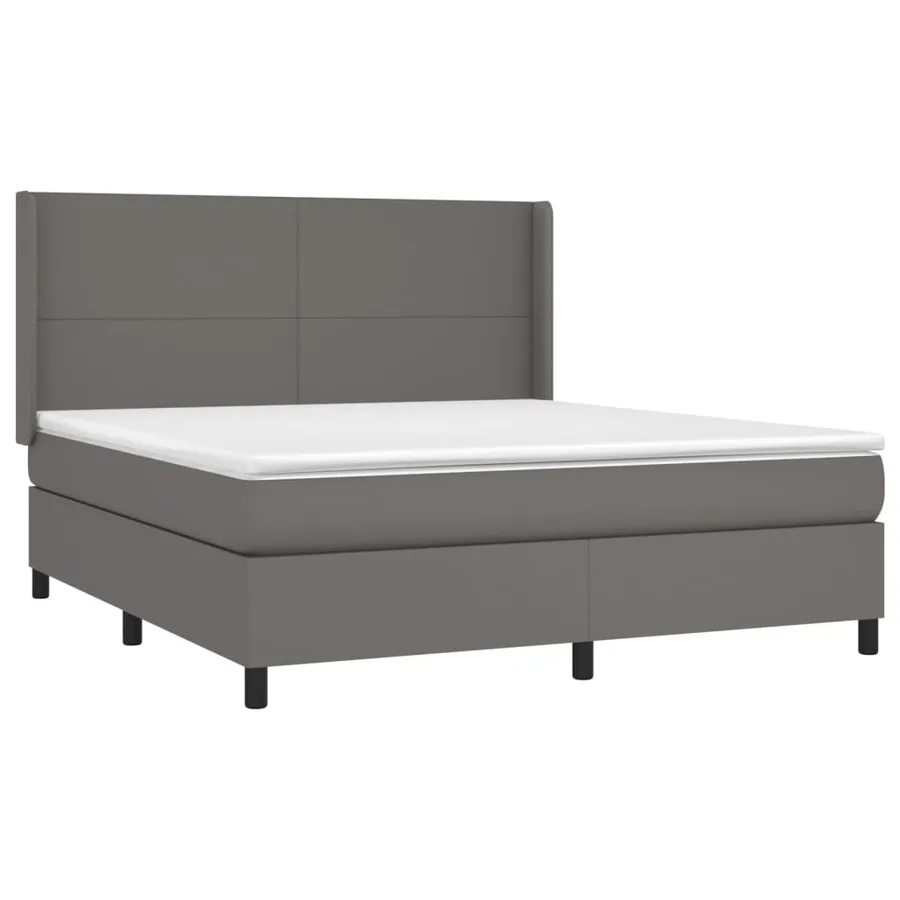 Sommier à lattes de lit matelas LED Gris 160x200 cm Similicuir - 4