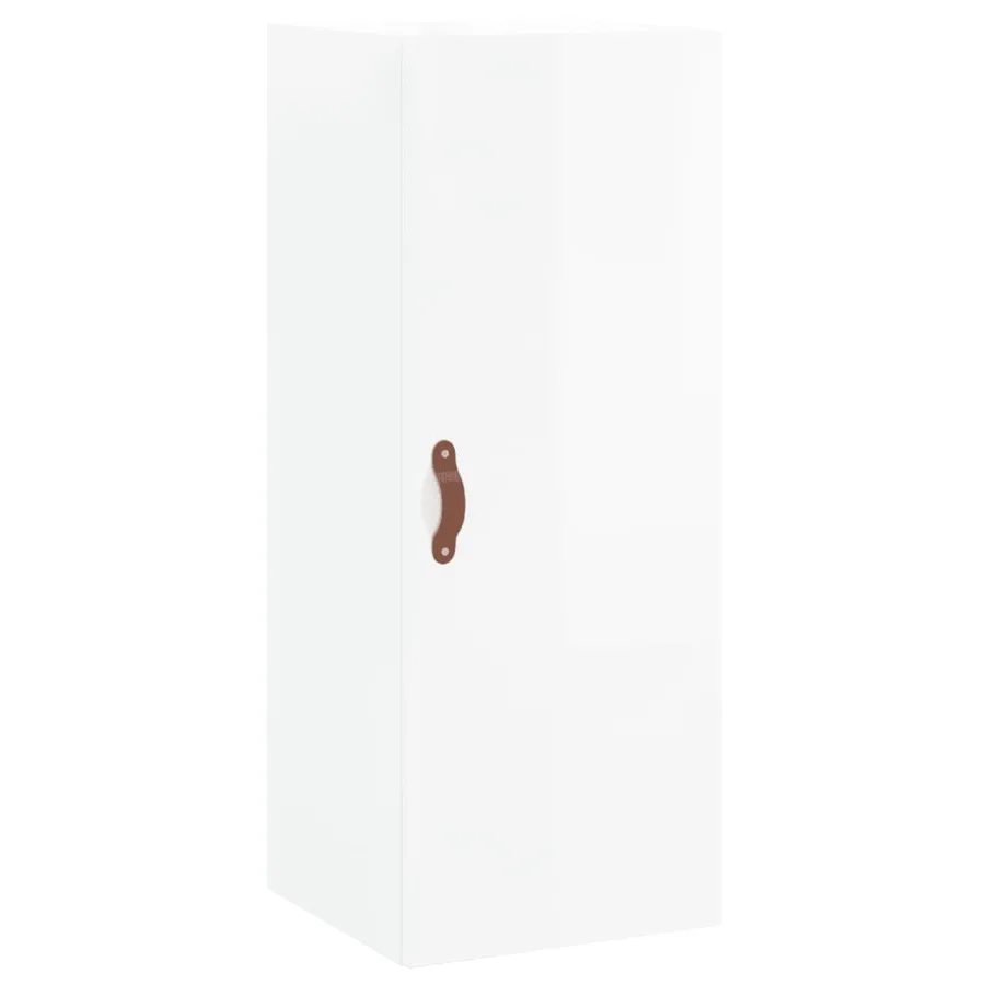 Buffet haut Blanc brillant 34,5x34x180 cm Bois d'ingénierie - 5
