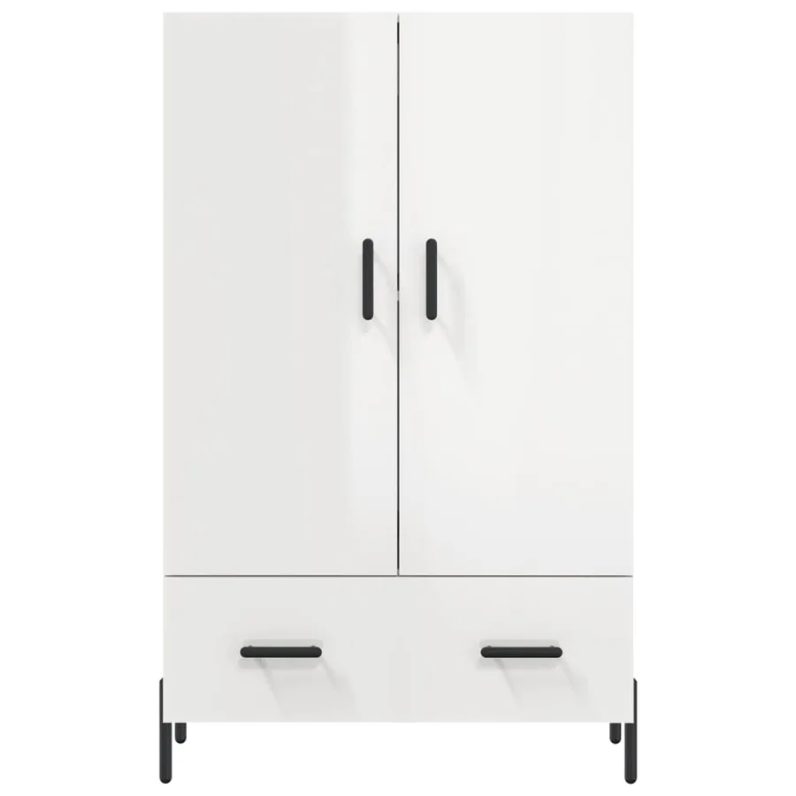 Buffet haut blanc brillant 69,5x31x115 cm bois d'ingénierie - 6