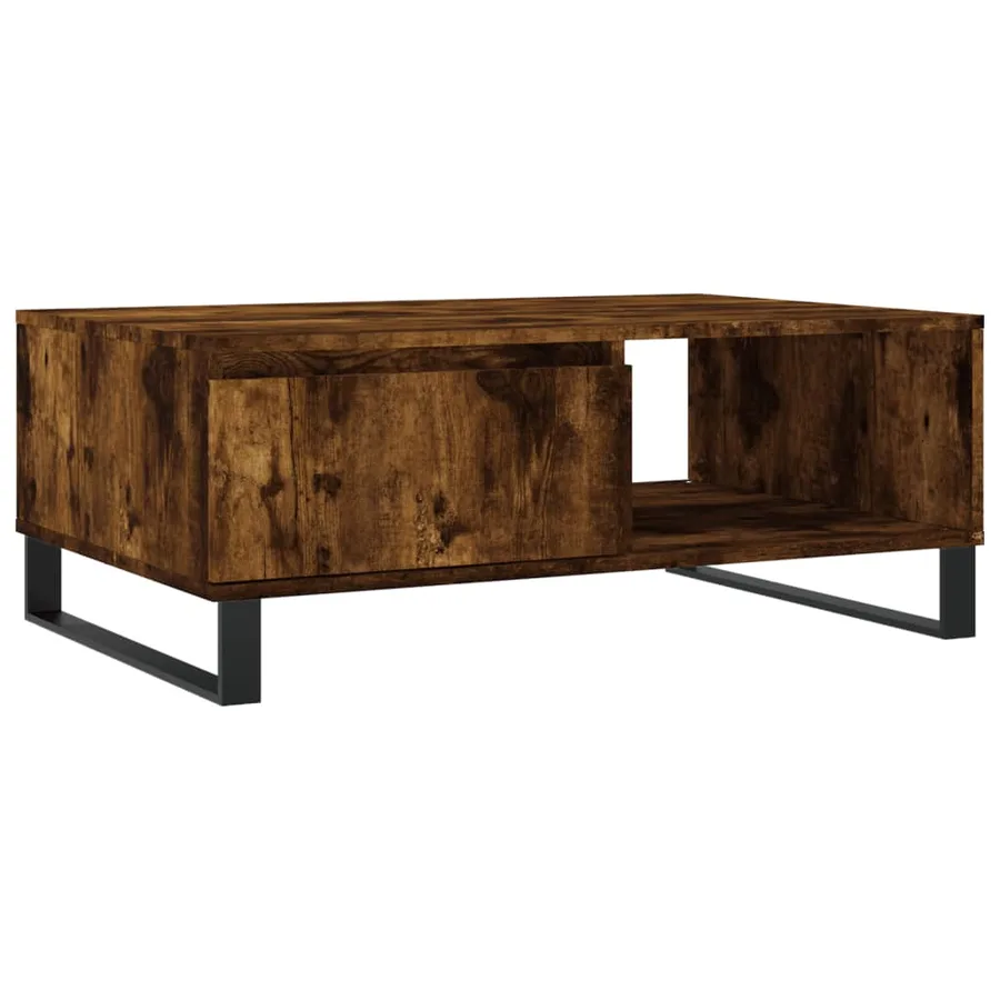 Table basse chêne fumé 90x60x35 cm bois d'ingénierie - 2