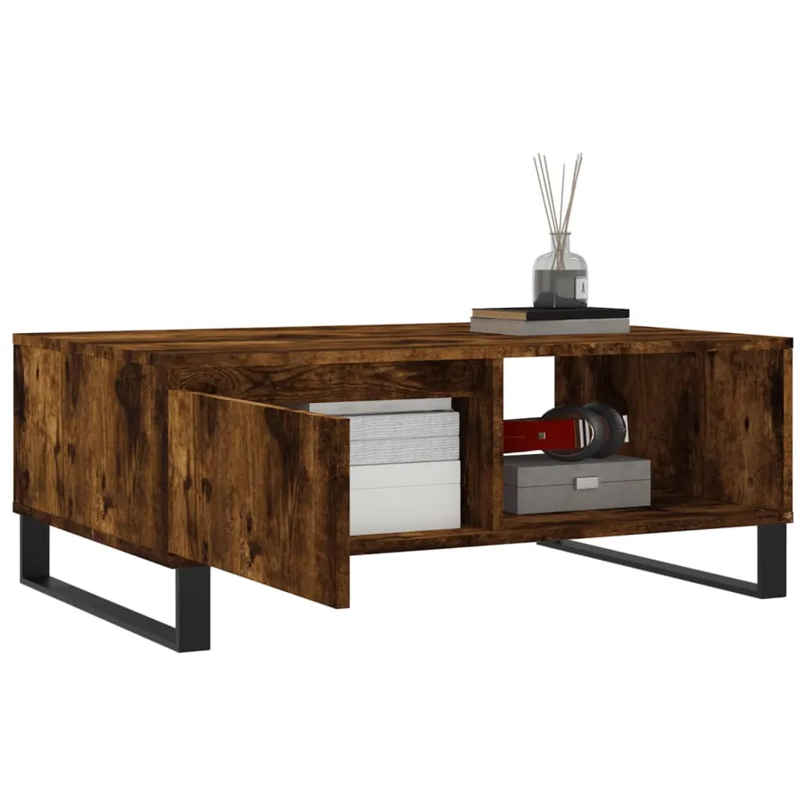 Table basse chêne fumé 90x60x35 cm bois d'ingénierie - 4