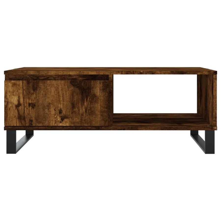 Table basse chêne fumé 90x60x35 cm bois d'ingénierie - 5
