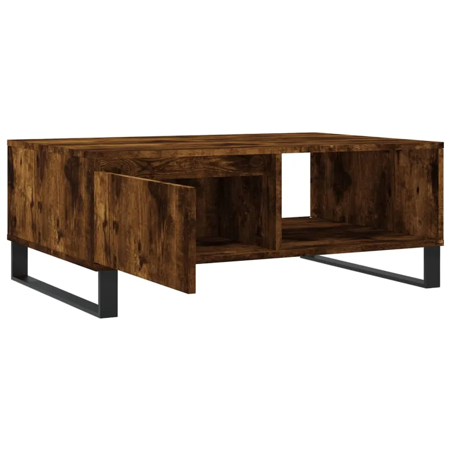 Table basse chêne fumé 90x60x35 cm bois d'ingénierie - 6