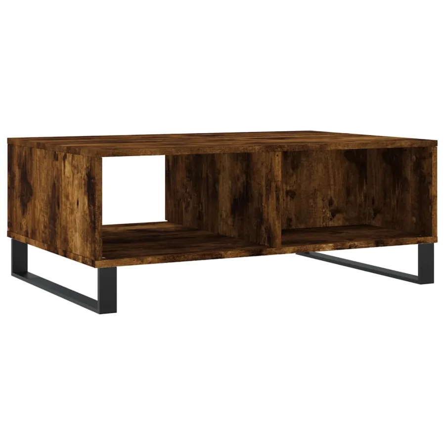 Table basse chêne fumé 90x60x35 cm bois d'ingénierie - 8