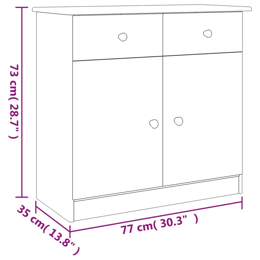 Buffet ALTA 77x35x73 cm bois massif de pin - 9