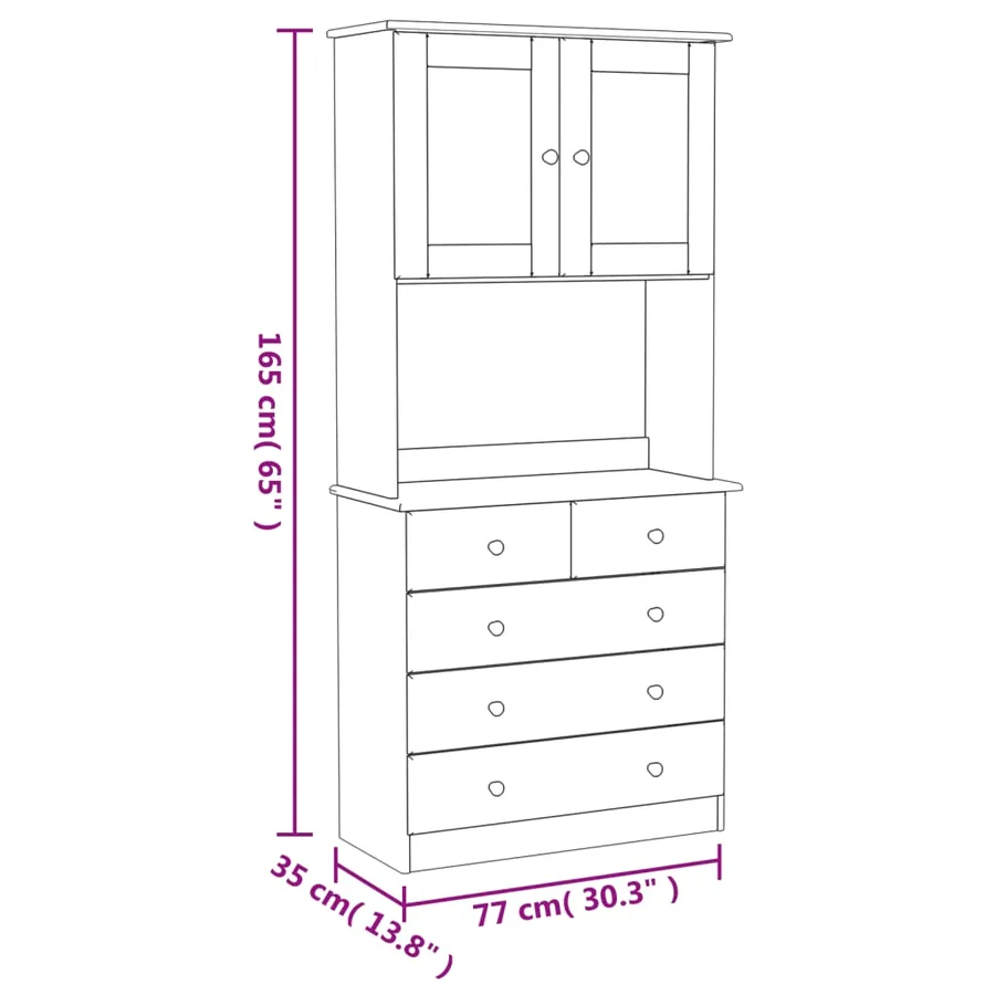 Buffet ALTA 77x35x165 cm bois massif de pin - 12