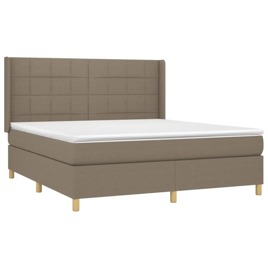 Sommier à lattes de lit avec matelas Taupe 160x200 cm Tissu - 3