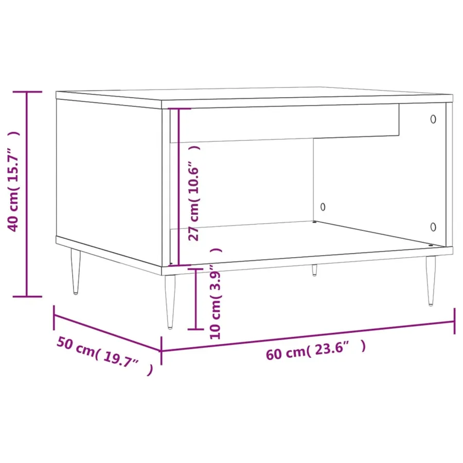 Table basse chêne fumé 60x50x40 cm bois d'ingénierie - 9