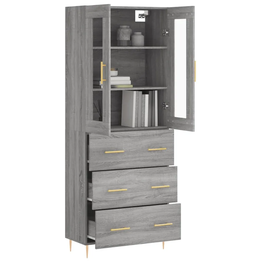 Buffet haut Sonoma gris 69,5x34x180 cm Bois d'ingénierie - 3
