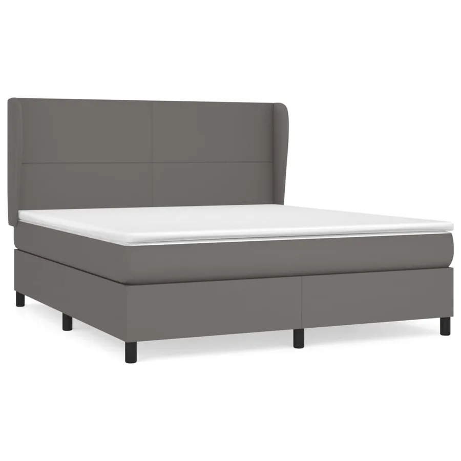 Sommier à lattes de lit avec matelas Gris 160x200 cm Similicuir - 2
