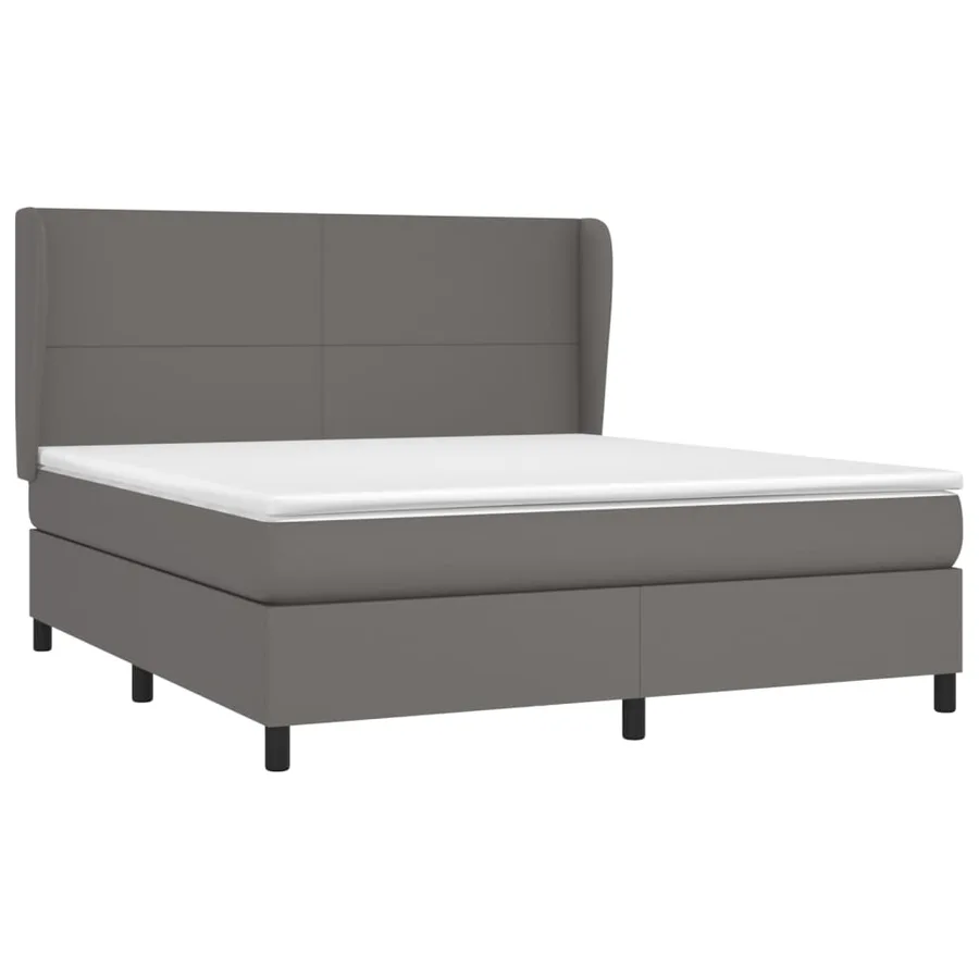 Sommier à lattes de lit avec matelas Gris 160x200 cm Similicuir - 3