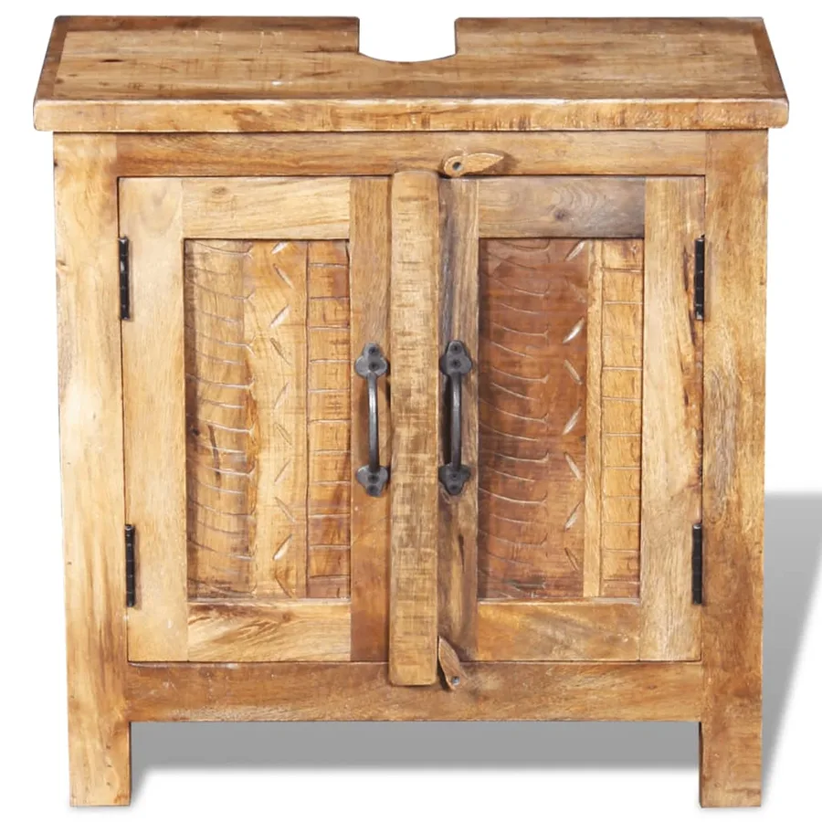 Meuble toilette+miroir et 2 armoires latérales Bois de manguier - 11