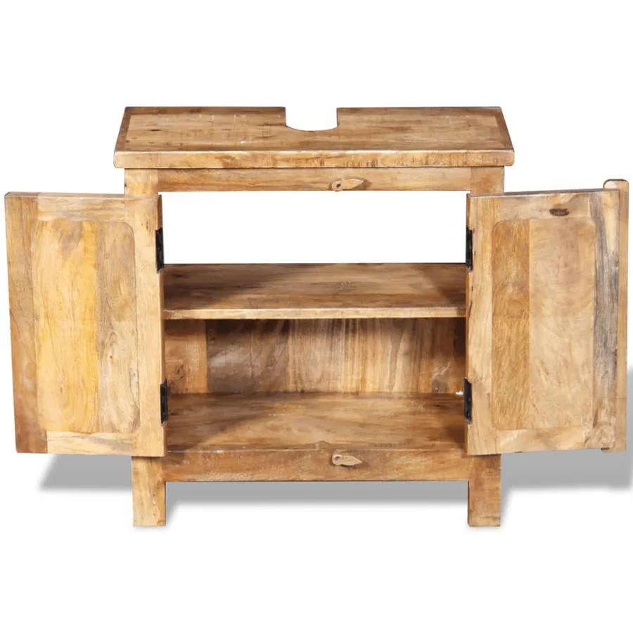 Meuble toilette+miroir et 2 armoires latérales Bois de manguier - 12