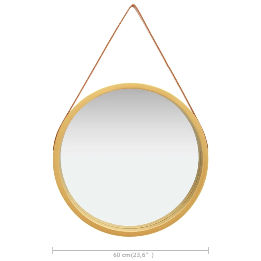 Miroir mural avec sangle 60 cm Doré - 6