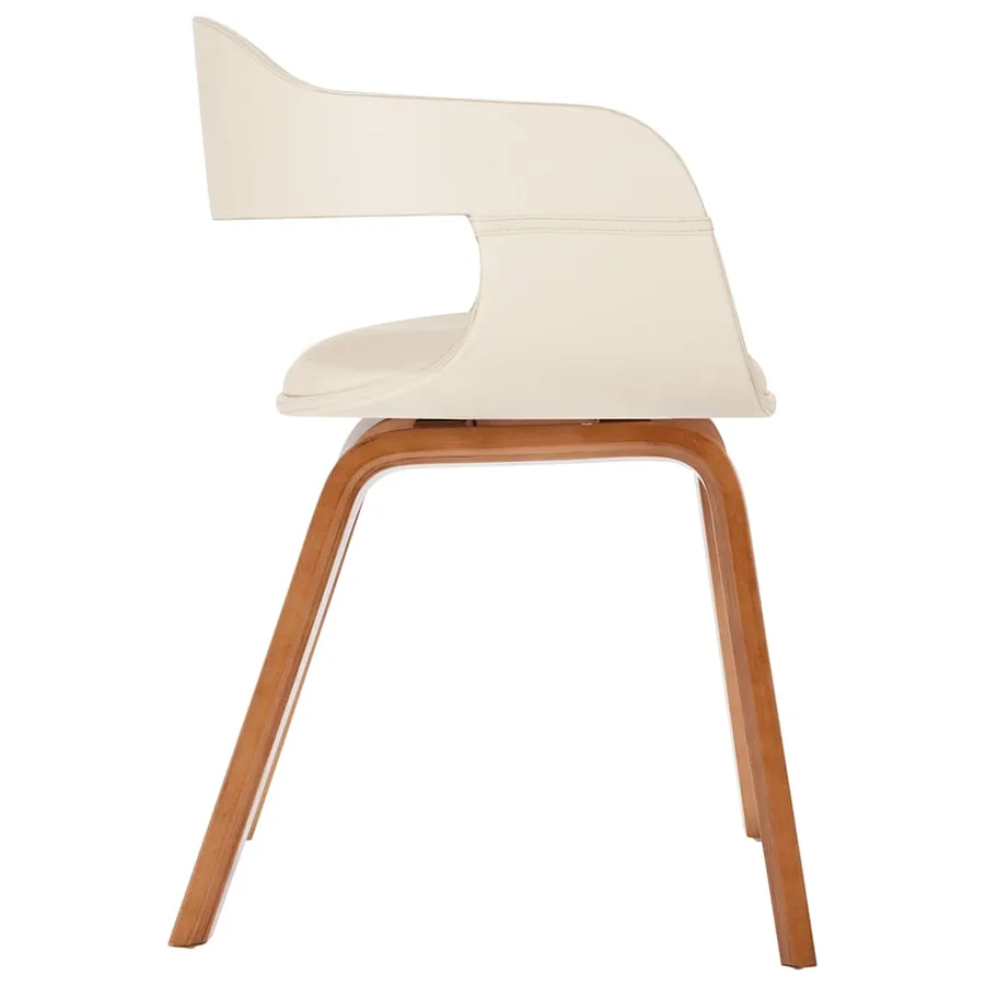 Chaise de salle à manger Blanc Bois courbé et similicuir - 3