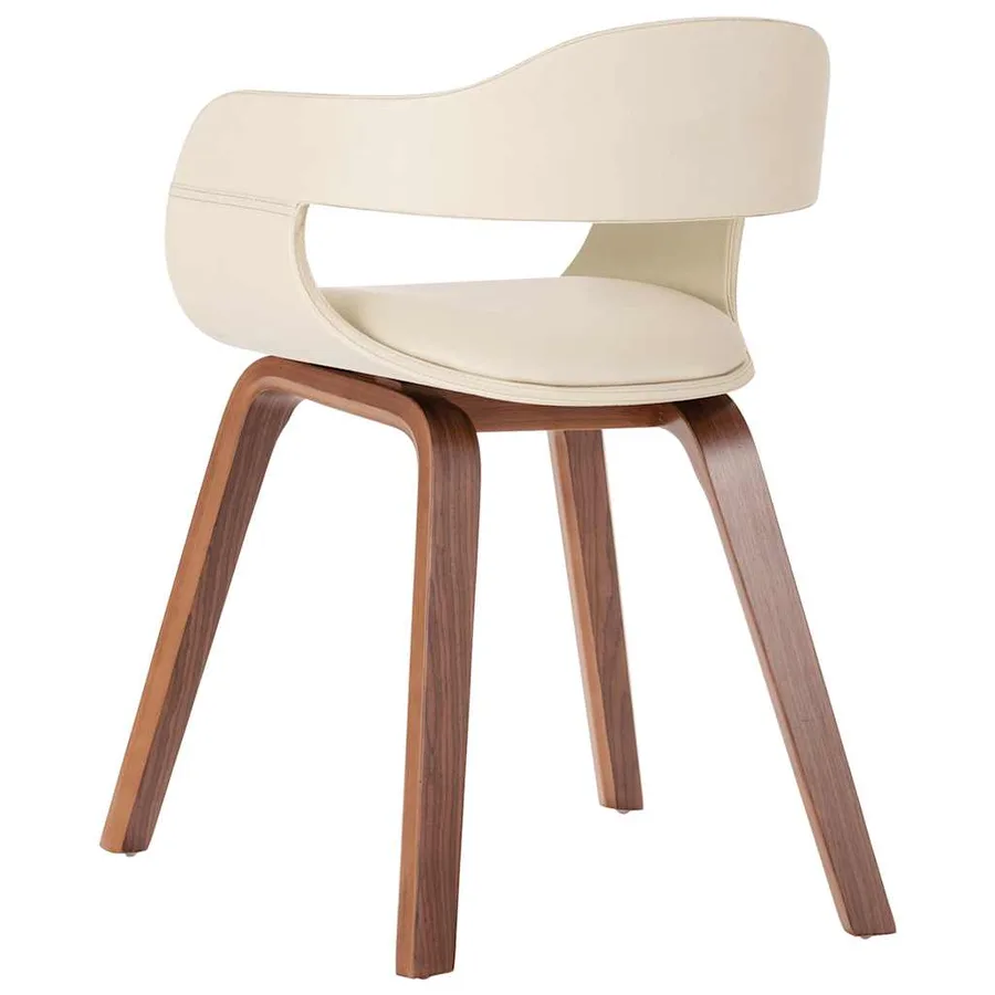Chaise de salle à manger Blanc Bois courbé et similicuir - 4
