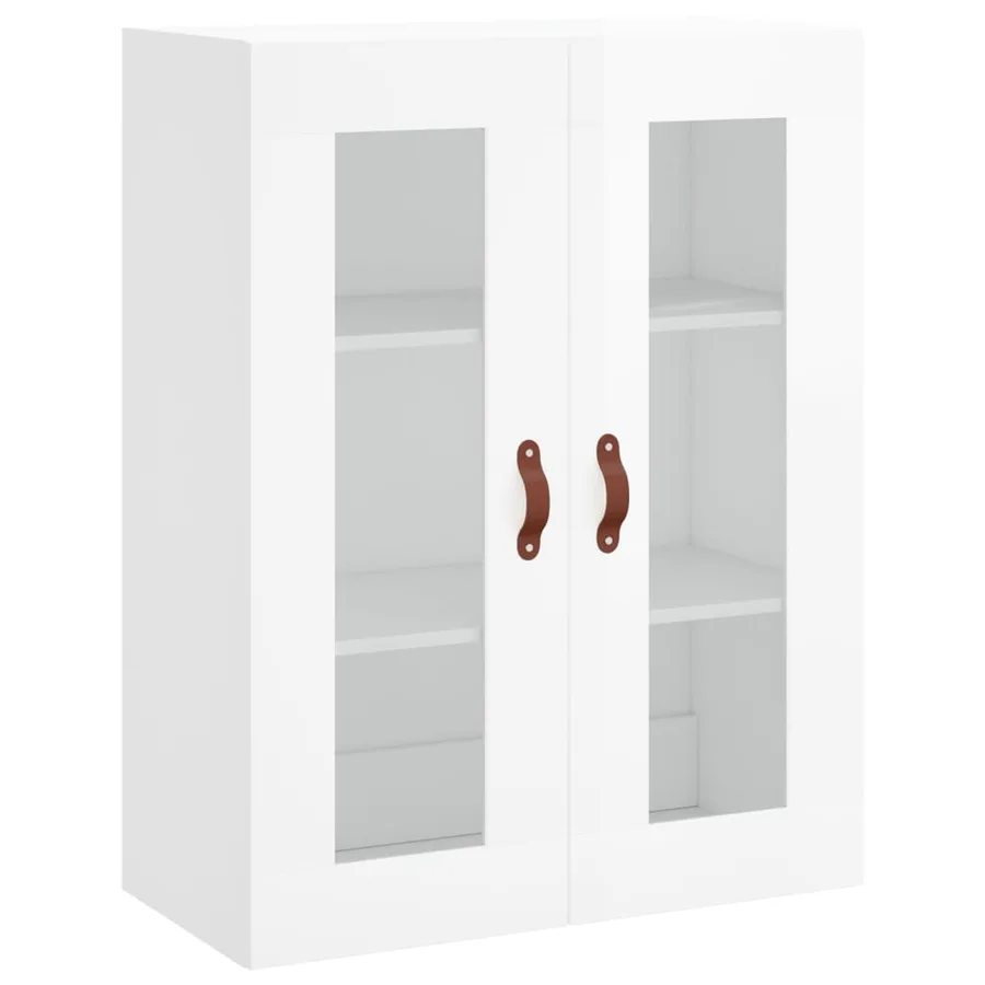 Buffet haut Blanc brillant 69,5x34x180 cm Bois d'ingénierie - 5