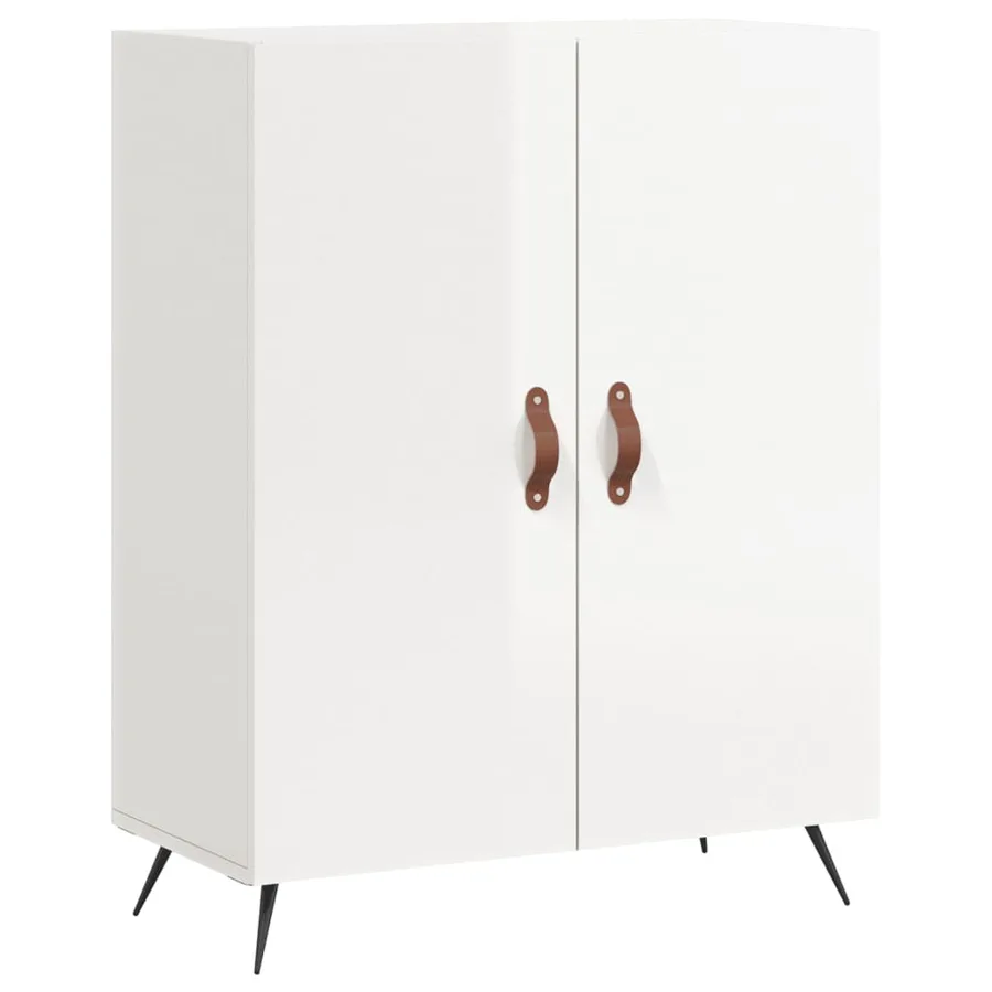 Buffet haut Blanc brillant 69,5x34x180 cm Bois d'ingénierie - 7