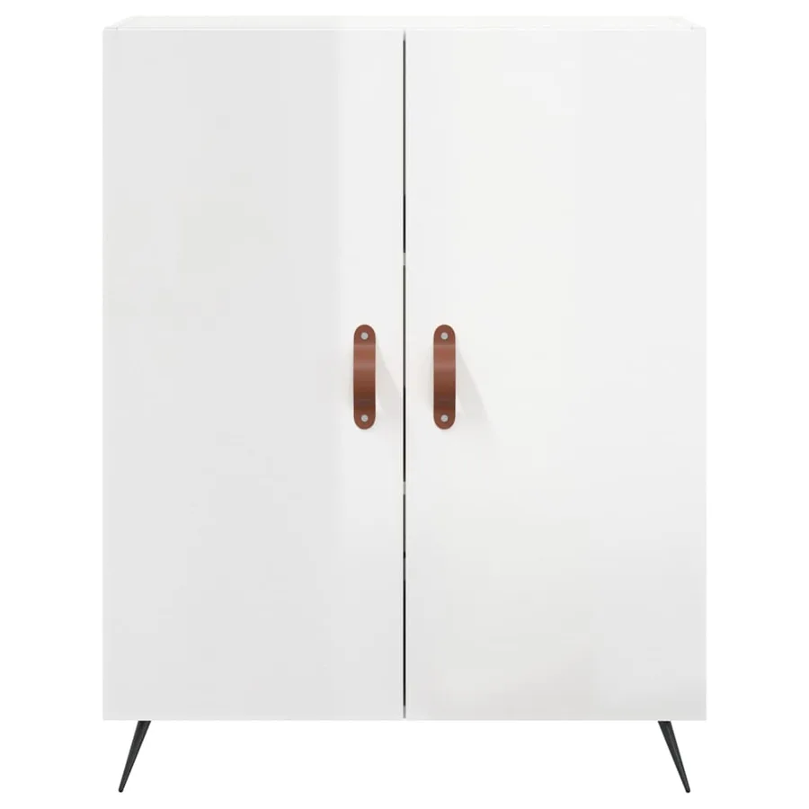 Buffet haut Blanc brillant 69,5x34x180 cm Bois d'ingénierie - 8