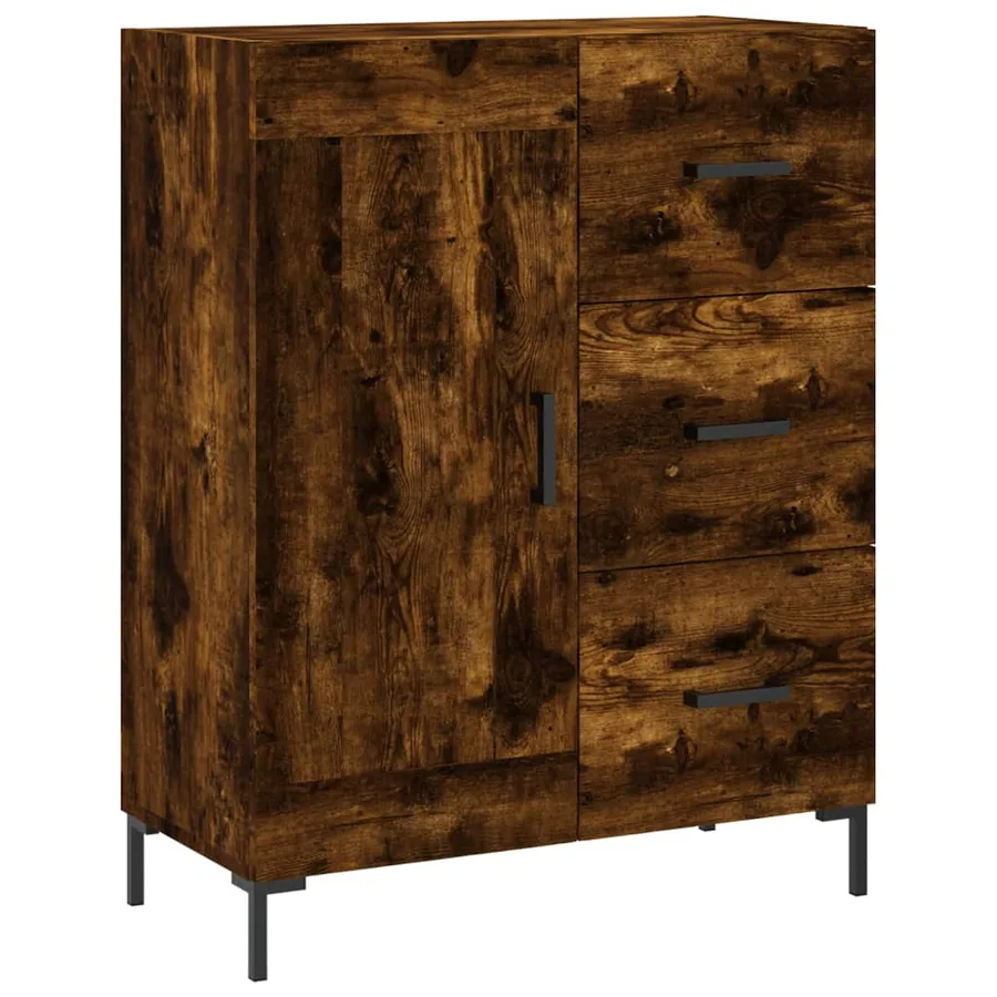 Buffet haut Chêne fumé 69,5x34x180 cm Bois d'ingénierie - 7