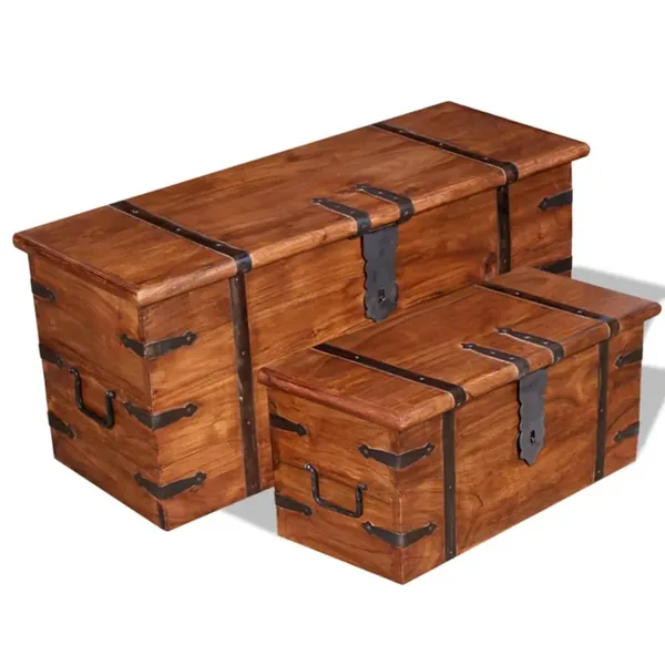 Ensemble de deux coffres de rangement Bois massif