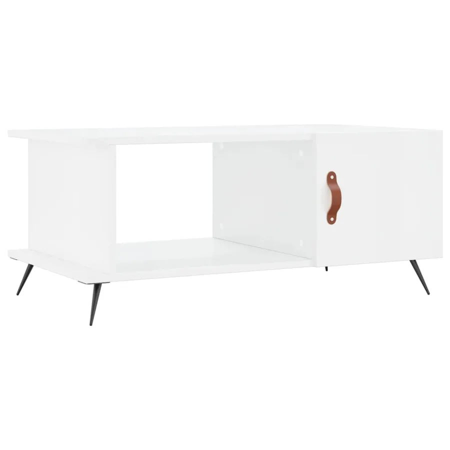 Table basse Blanc brillant 90x50x40 cm Bois d'ingénierie - 2