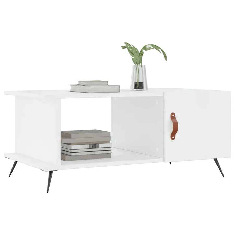 Table basse Blanc brillant 90x50x40 cm Bois d'ingénierie - 3