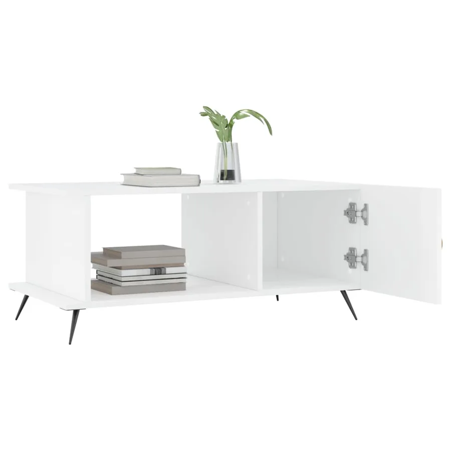 Table basse Blanc brillant 90x50x40 cm Bois d'ingénierie - 4