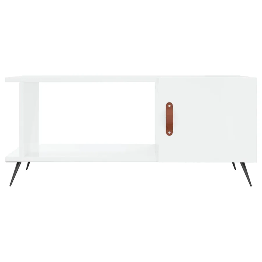 Table basse Blanc brillant 90x50x40 cm Bois d'ingénierie - 5