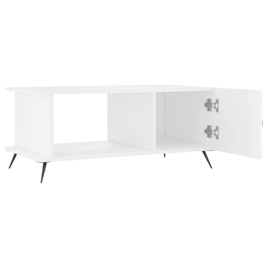 Table basse Blanc brillant 90x50x40 cm Bois d'ingénierie - 7