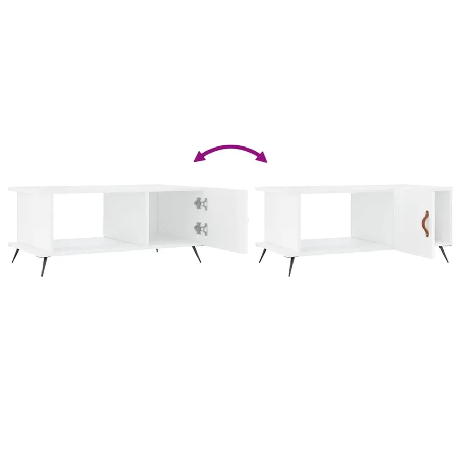 Table basse Blanc brillant 90x50x40 cm Bois d'ingénierie - 8