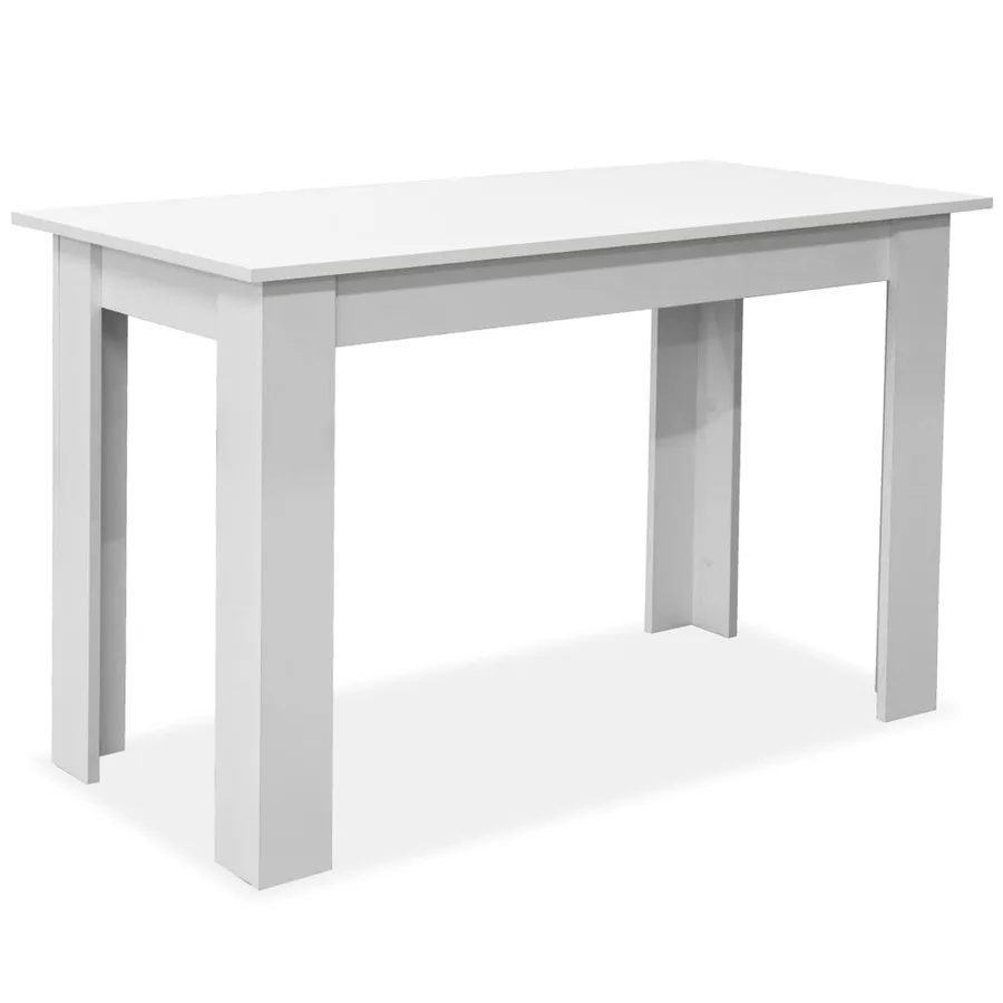 Table de salle à manger et bancs 3 pcs Bois d'ingénierie Blanc - 3