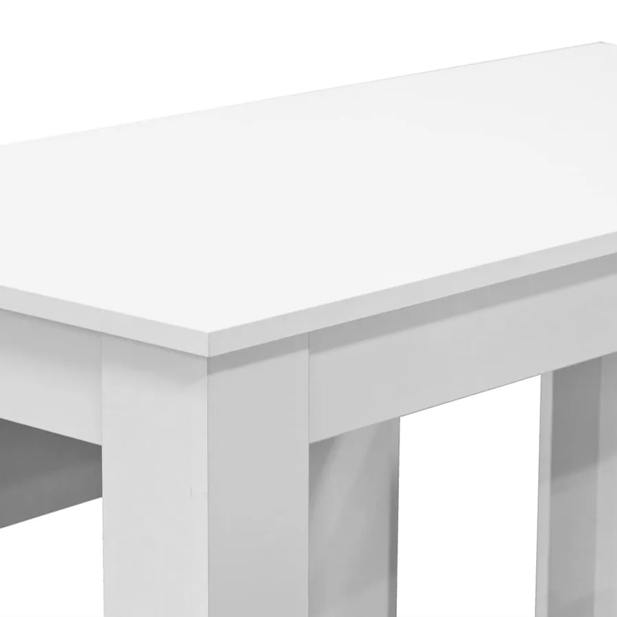 Table de salle à manger et bancs 3 pcs Bois d'ingénierie Blanc - 5