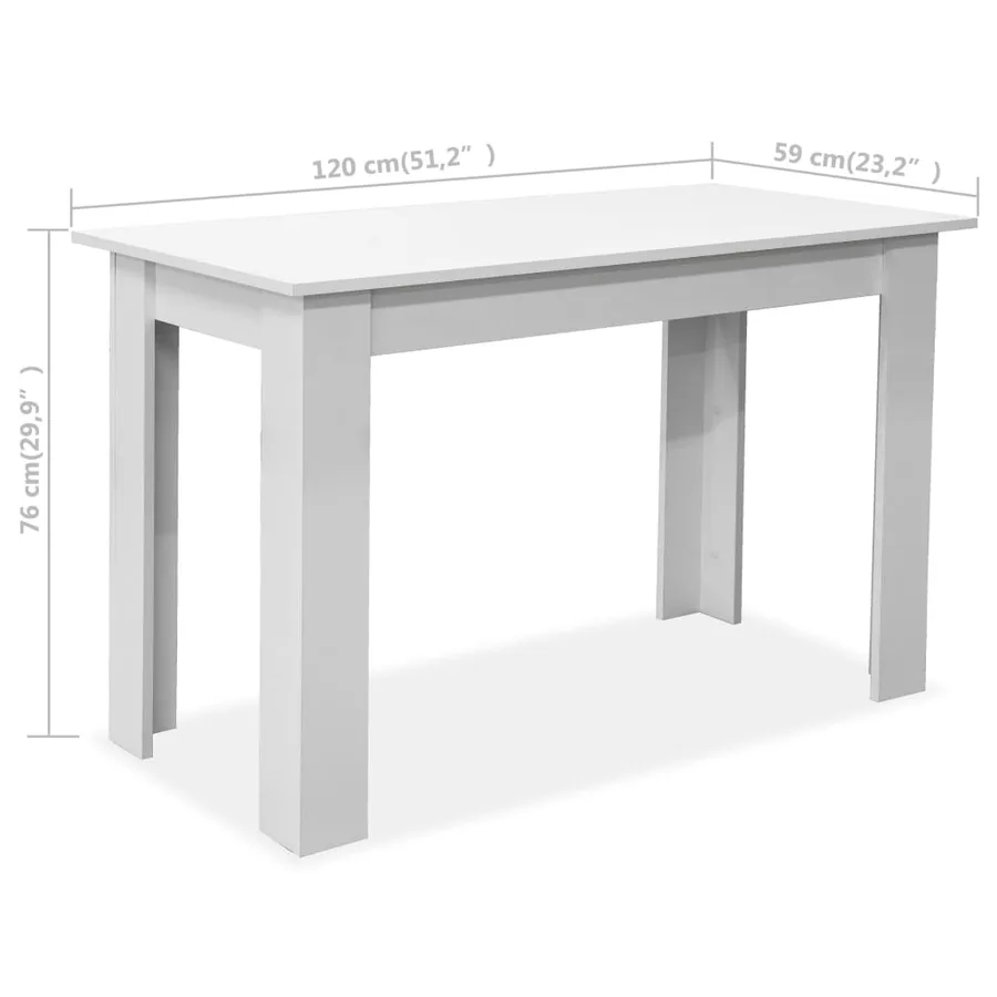 Table de salle à manger et bancs 3 pcs Bois d'ingénierie Blanc - 6
