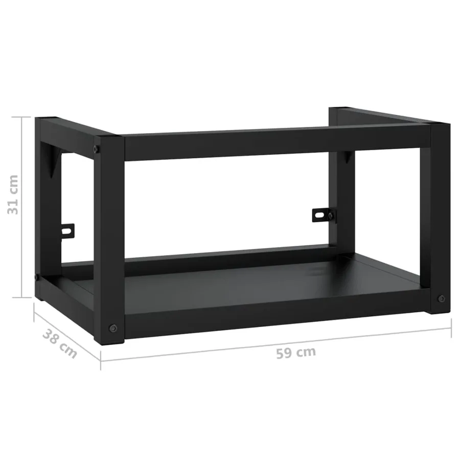 Cadre de lavabo de salle de bain mural Noir 59x38x31 cm Fer - 7