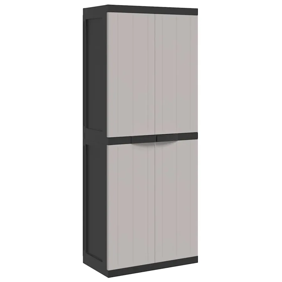 Armoire de rangement d'extérieur gris et noir 65x37x165 cm PP - 2