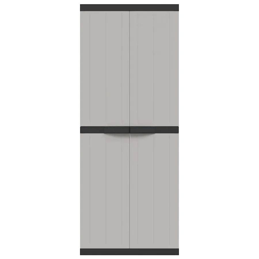 Armoire de rangement d'extérieur gris et noir 65x37x165 cm PP - 6