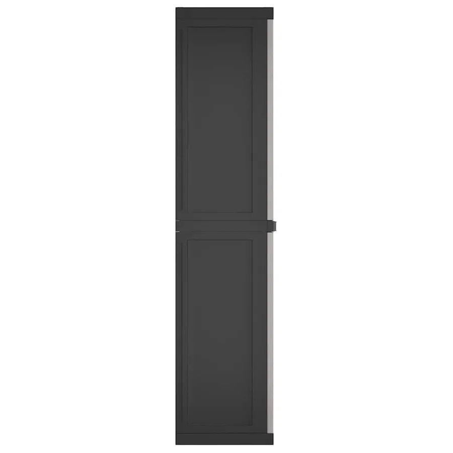 Armoire de rangement d'extérieur gris et noir 65x37x165 cm PP - 7