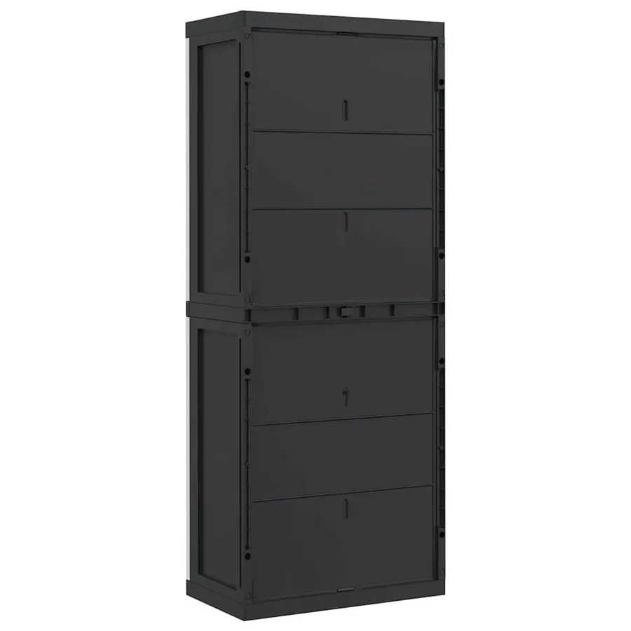 Armoire de rangement d'extérieur gris et noir 65x37x165 cm PP - 8